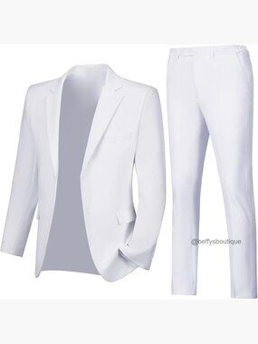 Slim Fit 2-Piece Suit Set with Recycled Material for Wedding Work Prom